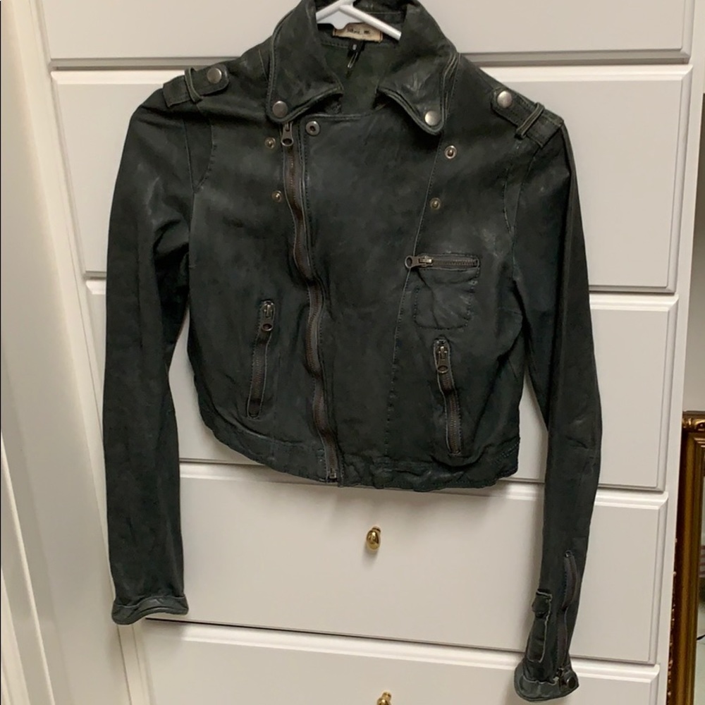 Charcoal leather jacket